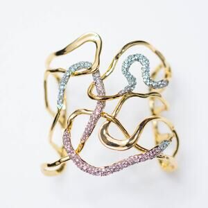 Alexis Bittar Solanales Gold Crystal Intertwined Cuff Bracelet
